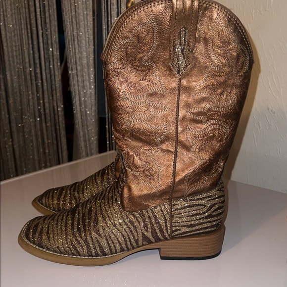 Roper Shoes - Roper Bronze and Glitter Western Boots